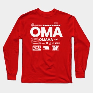 Vintage Omaha OMA Airport Code Travel Day Retro Travel Tag Nebraska Long Sleeve T-Shirt